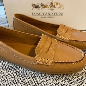 Coach and Four Cognac Genuine Leather Penny Loafer. Brand New, Size 7
